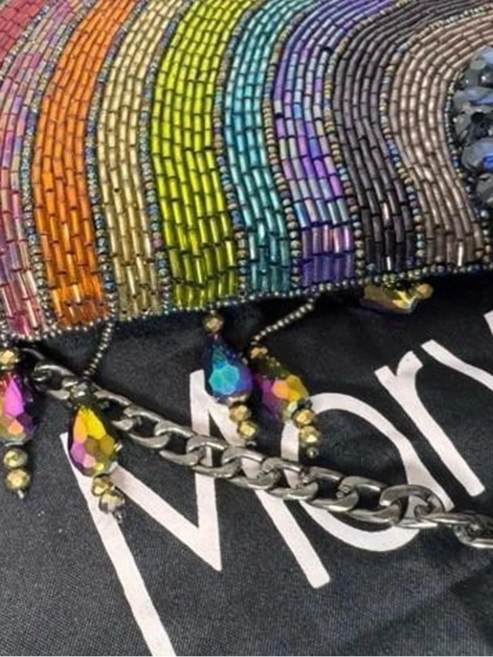 Mary Frances Rainbow Beaded Half-Moon Crossbody Bag - Multicolor